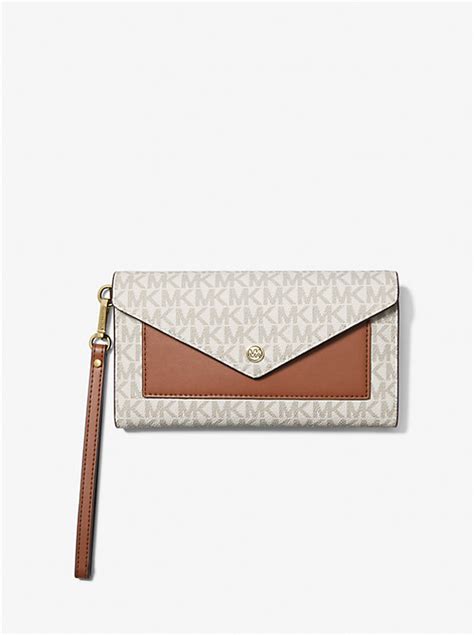 michael kors jet set envelope|Jet Set Large Signature Logo Envelope Wristlet .